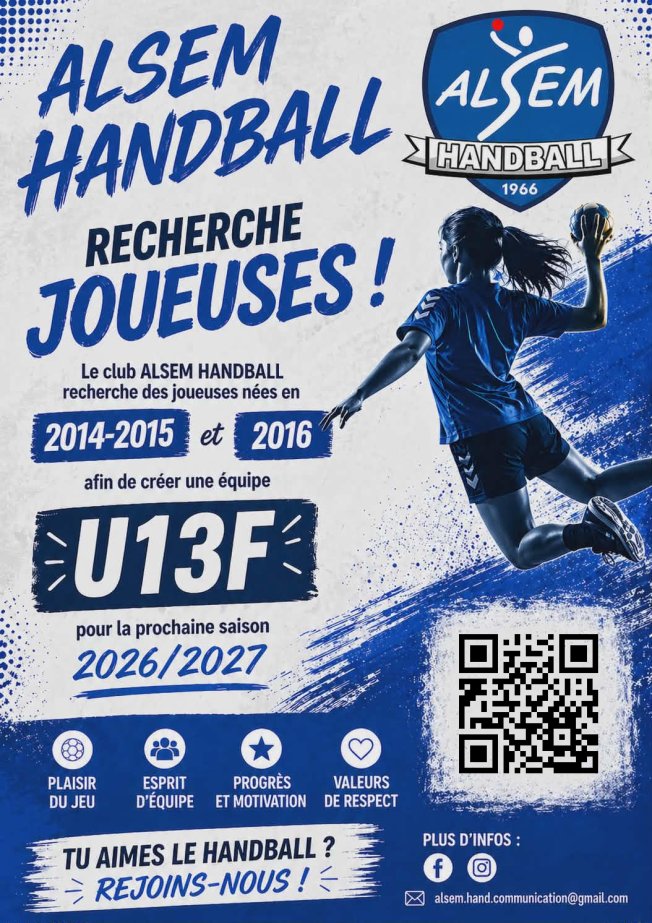 Recherche joueuses en U13 pour la saison 2026-2027
